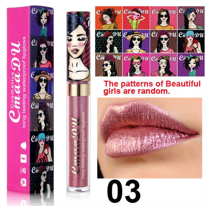 11 Color Lip Gloss  Metallic Shimmer Glitter Finish Lipstick Long Lasting Waterproof Lip Stain