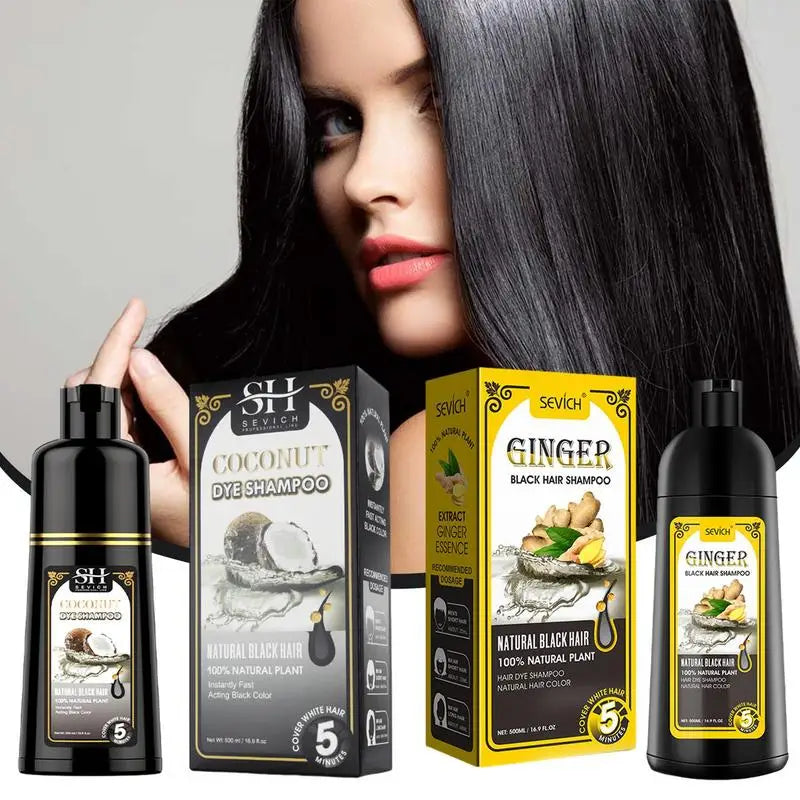 500ml Herbal Hair Dye Black Hair Shampoo Black Hair Color Shampoo Black Hair Dye Covering White Hair Shampoo ginger Shampoo