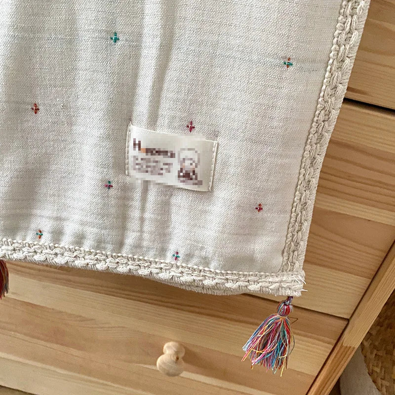Quality Knitted Blanket for Mother Baby Six-ply Gauze Colourful Cross Magic Indian Tassel Quilt Multifunctional Cover Blanket 이불