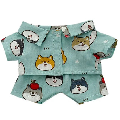 20CM Plush Doll Clothes Suit Fruit Animals Printing Lapel Shirt Pants Casual Wears Cotton Stuffed Toys Idol Dolls Accessories