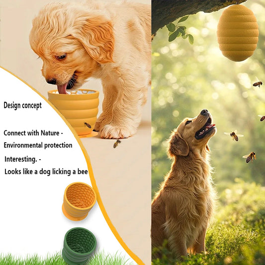 Slow Feeder Silicone Dog Bowl with Suction Cup Non-slip Anti distraction Design Healthy Pet Bowl for Small and Medium Breeds
