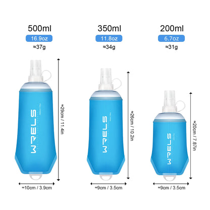 WRELS Foldable Silicone Soft Flask Water Bottle for Outdoor Sport  Running Camping Folding TPU Soft Flask Water Bag BPA Free