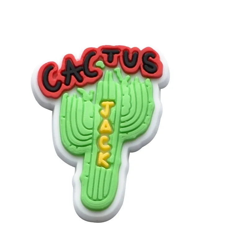 Hot Sale 1pcs PVC Shoe Charms Cactus Smiling Face Sandal Accessories DIY Shoe Decoration For Clog Sandal Kids X-mas Gifts