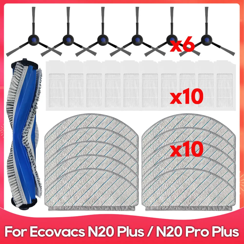 Fit for ( Ecovacs N20 / N20 Plus / N20 Pro Plus / N20+ ) Part Accessory Mop Filter Roller Side Brush Robot Vacuum Cleaner Kit