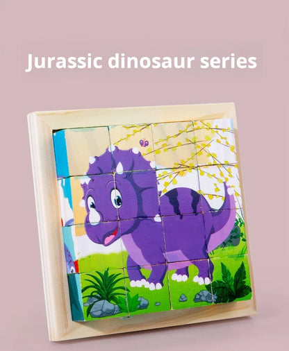 Six Sides Painted Wooden Puzzle Three-Dimensional Traffic Animal Puzzle Building Blocks Early Education Educational Toy