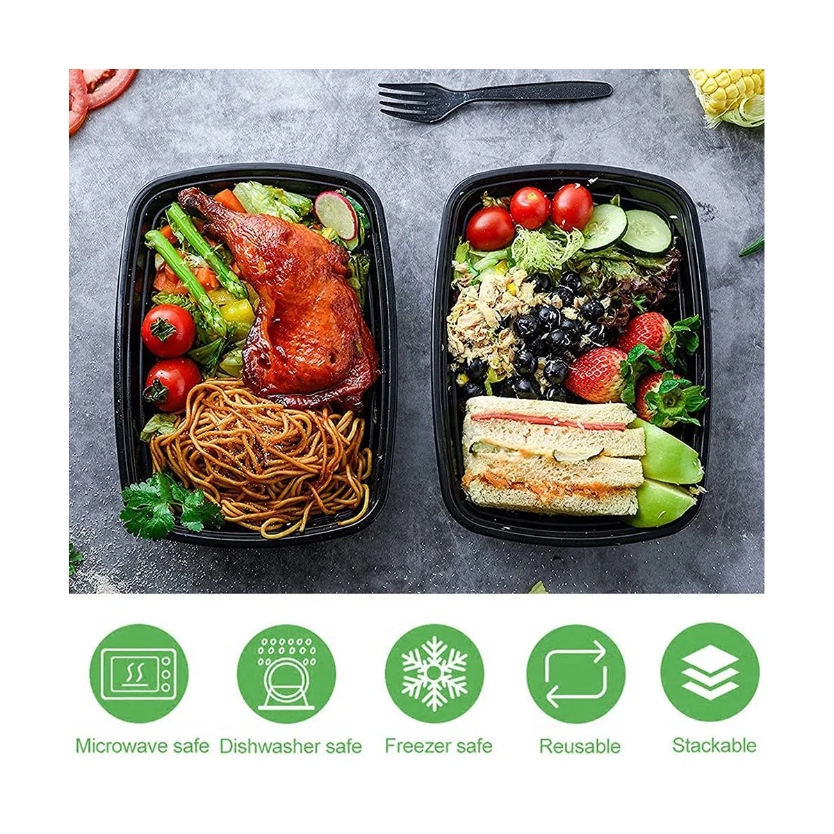 50-Pack Meal Prep Containers Reusable To-Go Food Containers Plastic Bento Boxes Food Storage Lunch Box