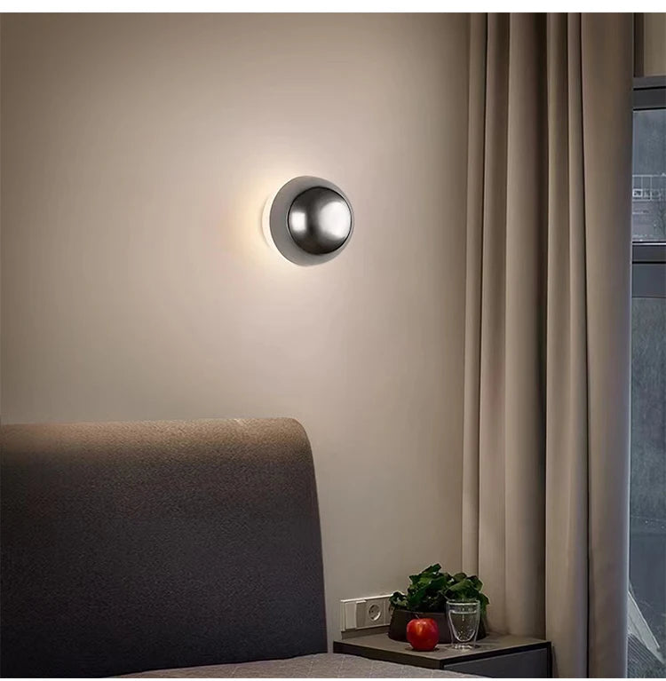 Nordic decorative gold circular wall lamp bedroom bedside living room dining room art minimalist wall mounted lamp