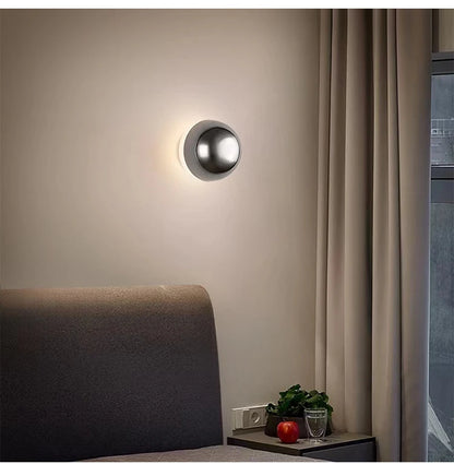 Nordic decorative gold circular wall lamp bedroom bedside living room dining room art minimalist wall mounted lamp