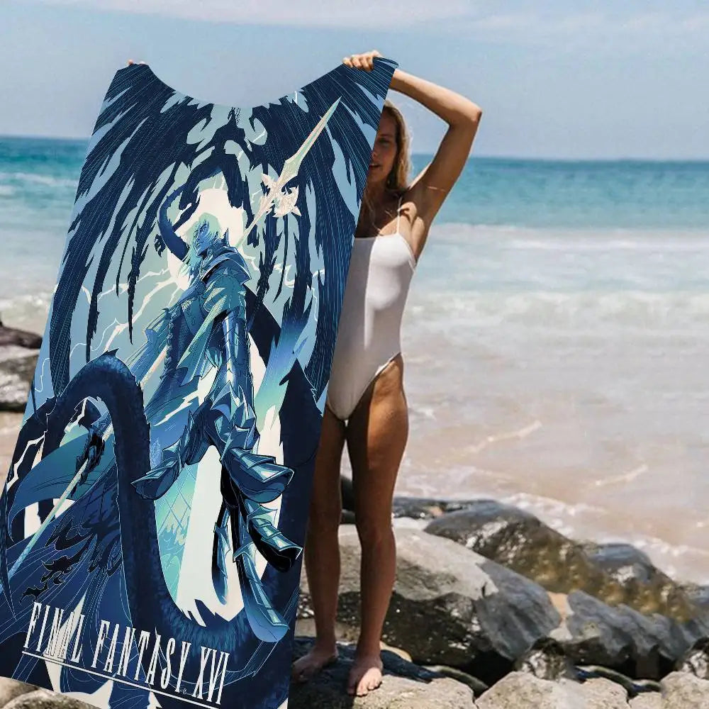 Video Games Final F-Fantasy Cartoon Beach Towel Cute Kawaii Room Decor Bath Girls Children Hand Towels For Bathroom Shower
