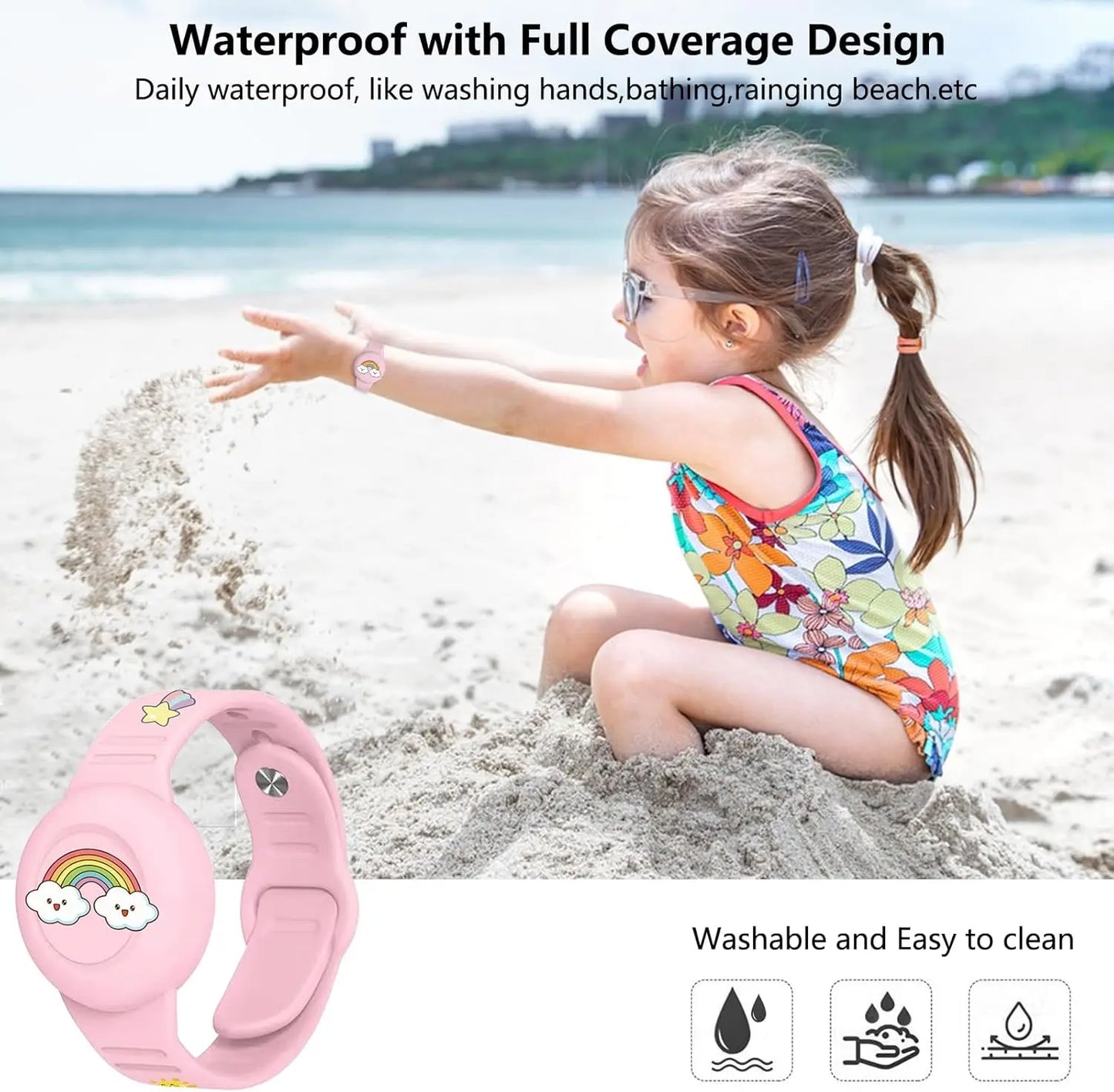 For Airtag Wristband Kids Waterproof Silicon Cartoon Hidden Airtag Bracelet Anti-Lost Airtag Holder Case Tracker Accessory