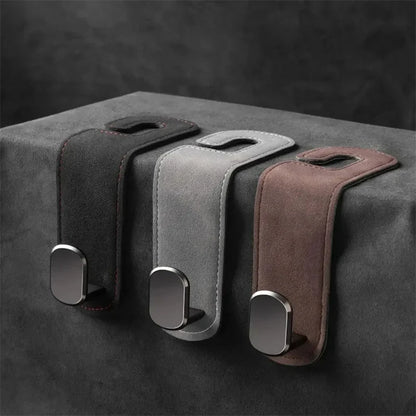 1Pcs Universal Car Suede Alloy Seat Hook Stowing Rear Seat Headrest Hook Storage Hanger Hanging Hooks Car Interior Accessories