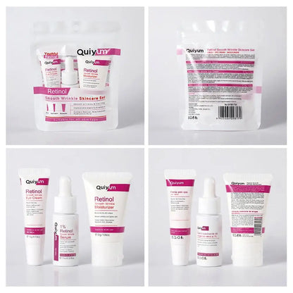 Retinol Smooth Wrinkle Skincare Set Moisturizing Firming Facial Skincare Routine Kit - Retinol Serum-Face Moisturizer-Eye Cream