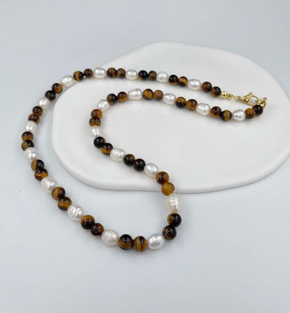 Unique design Pearl women's handmade pink colorful irregular gravel face necklace popular gift banquet party trendy charm.