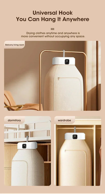 Mini Portable Foldable Electric Dryer with Intelligent Timer Fast Drying Household Cabinet Compact Travel Drying Bag Included