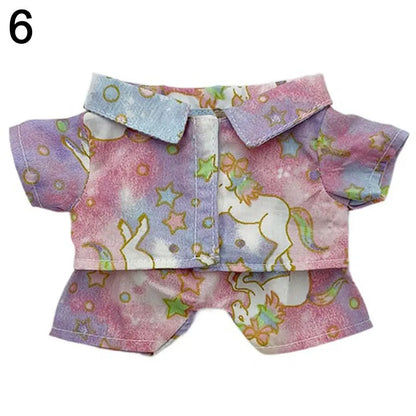 20CM Plush Doll Clothes Suit Fruit Animals Printing Lapel Shirt Pants Casual Wears Cotton Stuffed Toys Idol Dolls Accessories