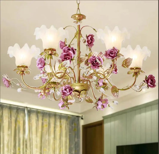 Modern Decorative Floral Pendant Lamp Living Room Rose Decora Lamps 3arms Modern Children Room Hanging Lights AC 100% Guaranteed