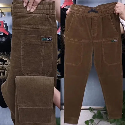 Autumn Winter Casual Pants Elastic Wais Men Corduroy Trousers Six Pockets Joggers Baggy Slim Mens Trousers Designer Sweatpants
