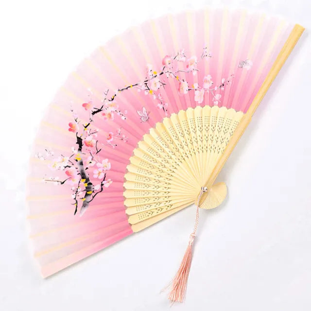 Bamboo Folding Fan Silk Chinese Fan Hand Women Black Fan Summer Female Dance Home Decoration Party Gift Home Ornament Fan Black