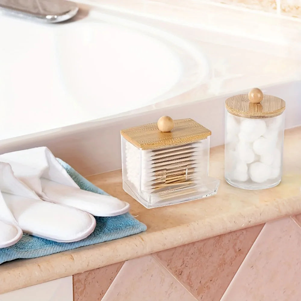 3Pack Cotton Swab Racks, Bathroom Dispenser, Cotton Ball Storage Box, Cotton Swabs, Cotton Round Pads and Floss Picks