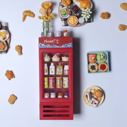 3d Fridge Magnets Miniature Fridge Shelfs Freezer Magnetic Refrigerator Sticker With Food Toys Home Decore Dollhouse Models