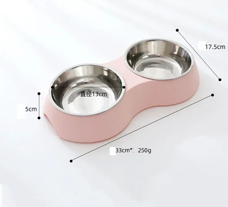 Double Pet Food Bowl Stainless Steel Drinkware Pet Drinking Food Dog Food Puppy Feeding Supplies Kitten Food Water Accessories