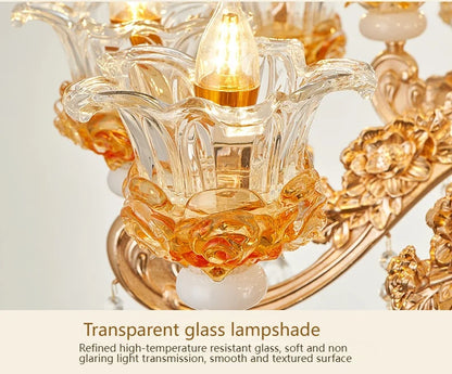 Flower Glass Lampshade Crystal Pendant Lamp Living Room Dining Room Bedroom Hall Villa New Design Hot Sale Decorative Chandelier