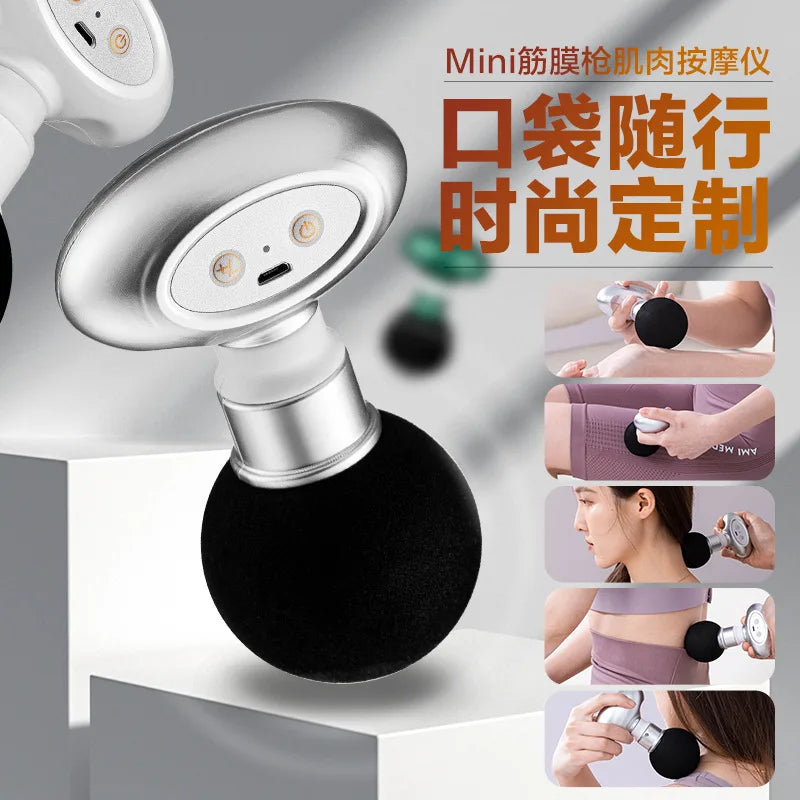 Portable Mini Pocket Wireless Massage Gun Electric Sport Handheld Fascial Gun Body Deep Tissue Muscle Vibration Fitness Massager