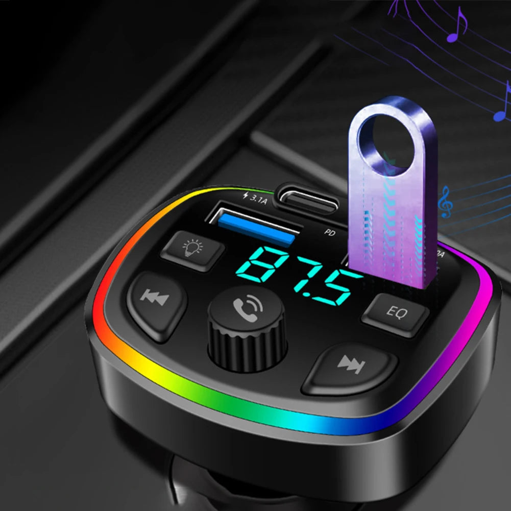 5.0 FM Transmitter Car Bluetooth-compatible 3.1A 1.0A Dual USB Car Charging MP3 Player FM Transmitter ﻿