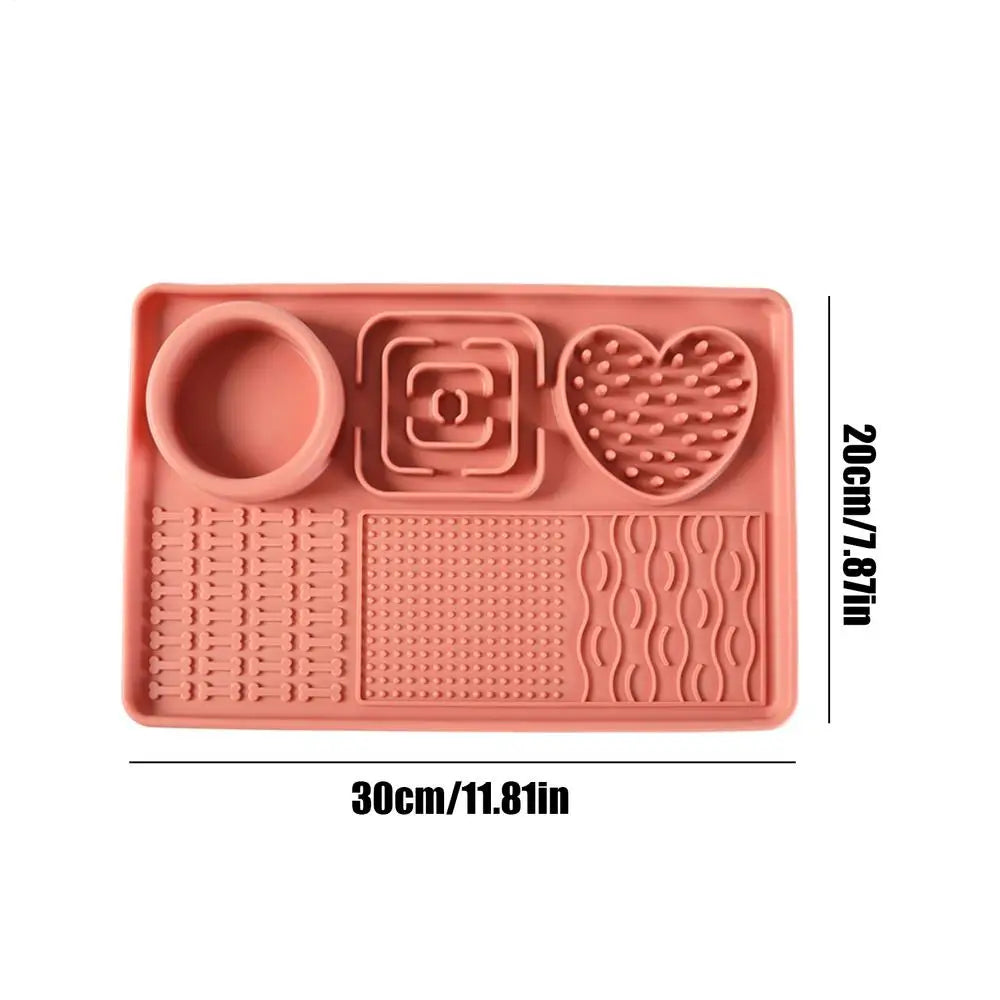 6 In1 Pet Licking Pads Silicone Dog Food Mat Non-slip Slow Feeder Bowl Interactive Puzzle Toy For Boredom Relief Enhance Sensory