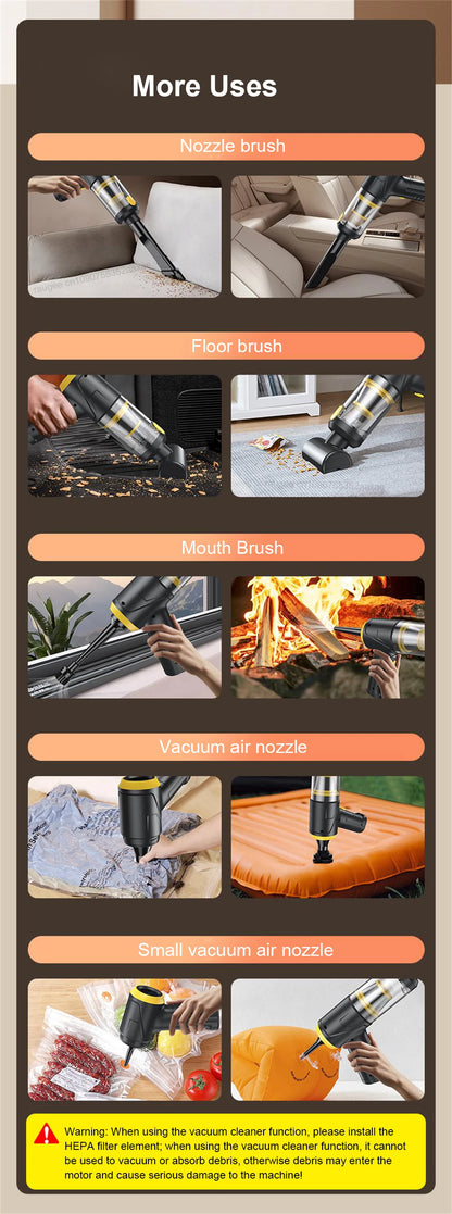 Car Vacuum Cleaner 12000PA Portable Vacuum Cleaner Strong Suction Handheld Vacuum Cleaner Wireless Vacuum Cleaner for Car Home