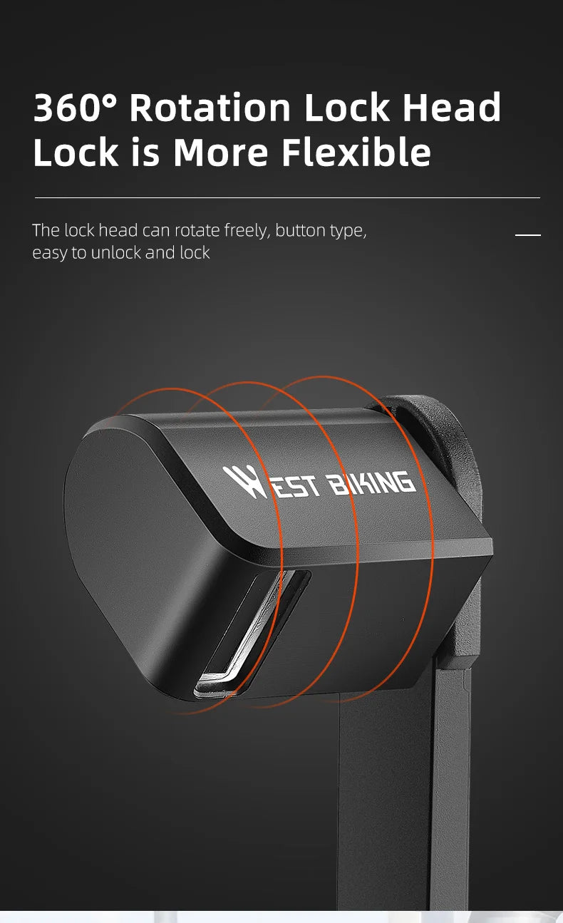 WEST BIKING Foldable Bicycle Lock Security Anti-theft Cycling Lock MTB Road Bicycle Accessories Scooter Electric Bike Chain Lock