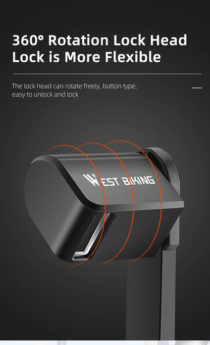 WEST BIKING Foldable Bicycle Lock Security Anti-theft Cycling Lock MTB Road Bicycle Accessories Scooter Electric Bike Chain Lock