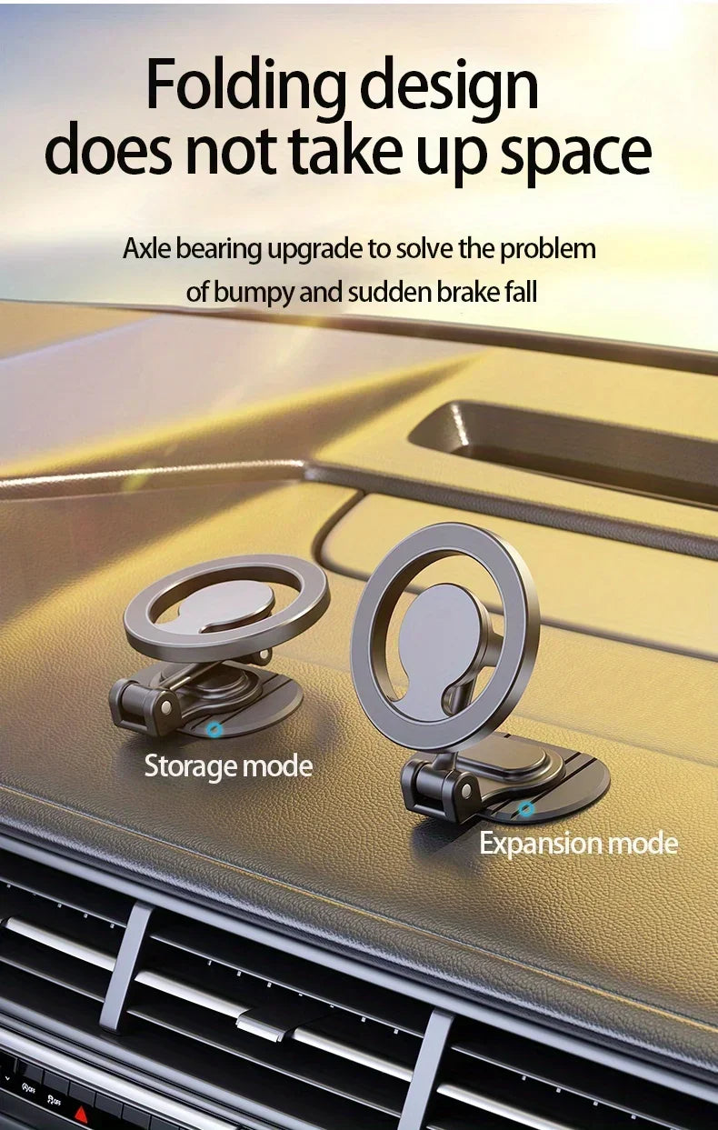 Magnetic Car Phone Holder All-Metal 1040° Rotation Cell Phone Stand For Magsafe iPhone 16 15 14 13 12 Pro Max Dashboard Mount
