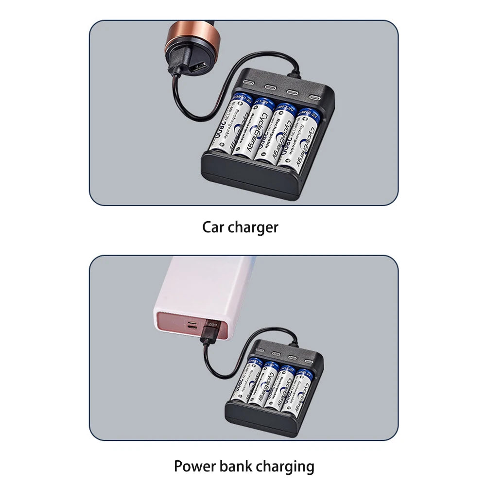 Battery Charger 4 Slot Intelligent Fast Charge With LED Indicator For 1.2V NiMH NiCd AAA/AA Rechargeable Batteries USB Charger