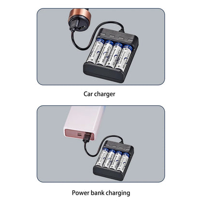 Battery Charger 4 Slot Intelligent Fast Charge With LED Indicator For 1.2V NiMH NiCd AAA/AA Rechargeable Batteries USB Charger