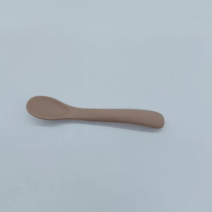 Silicone Baby Learn To Eat Spoon Small Curved Spoon Soft Rubber Feeding Silicone Cutlery Baby Training Spoon