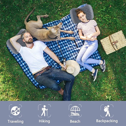 Ultralight Inflatable Camping Travel Pillow with Soft Washable Cover -  Ergonomic Inflating Pillows for Neck & Lumbar Support