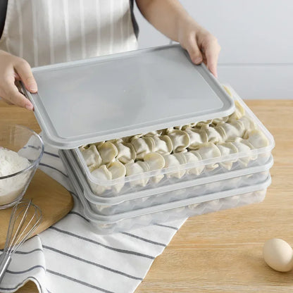 Food Storage Box, Fruit Egg Organizer, Refrigerator Fresh Keep Organizer, Kitchen Leak Proof Dumpling Storage Box
