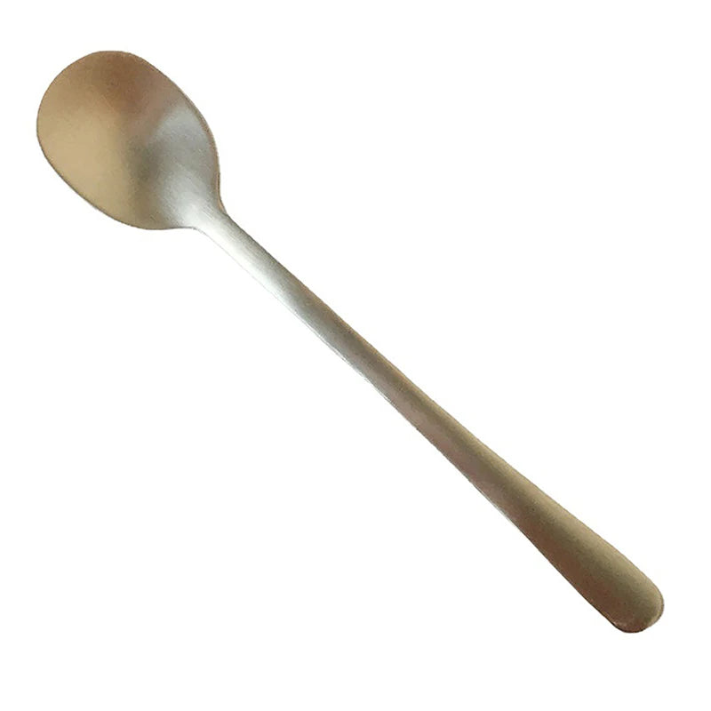 Stainless Steel Coffee Spoon Tableware Household Seasoning Spoon Creative Short Round Dessert Spoon Mixing Spoon