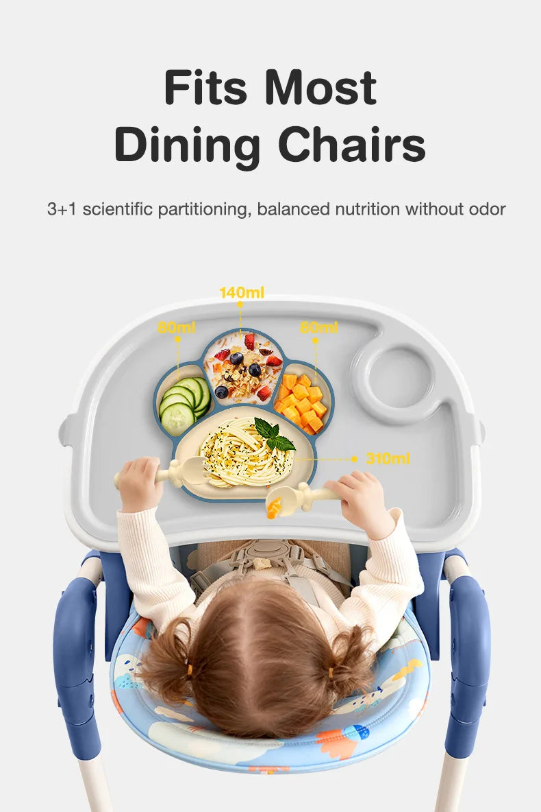 MAMIJOY  High Quality Children's Dishes Set Baby Silicone Tableware Sucker Bowl Bib Cup Fork Spoon Set Infant Supplies BPA Free