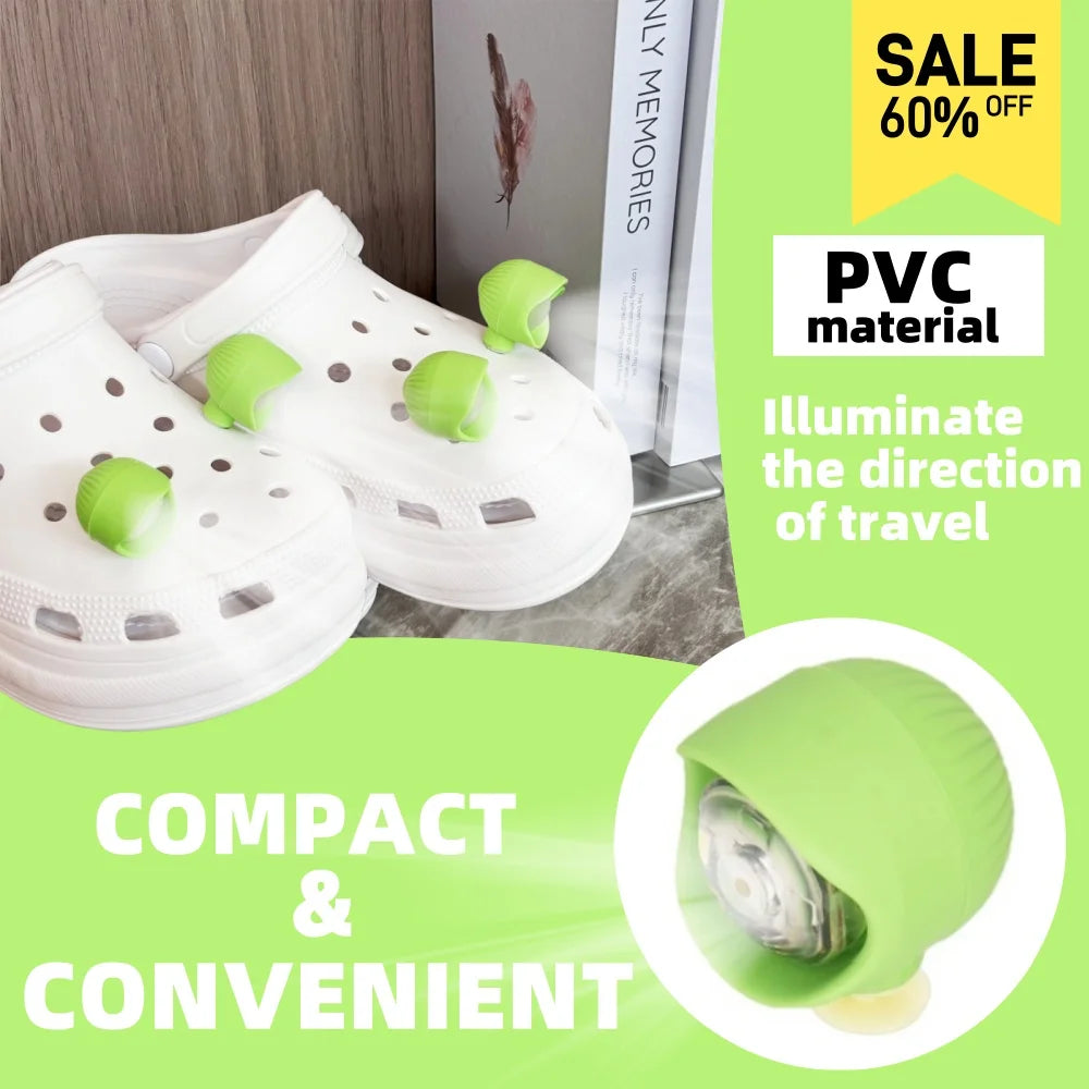 2PCS Outdoor Camping Crocs Headlight Upgrade Rechargeable Adult Children's Shoes Charm Decoration