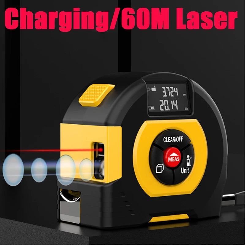 3 In 1  Laser Tape Measure Laser Distance Measuring Rangefinder Infrared High-precision Digital Electronic Ruler Measuring Level