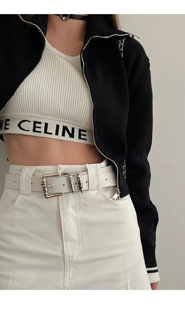 New retro Female Subculture Belt Punk Decorated Jeans Belt Personality Belt White Belt