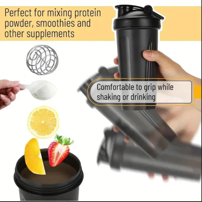 Large Sports Shaker Cup With Metal Stirring Ball For Protein Powder Shake Drink Mixing Sports Water Bottle Suitable For Sports