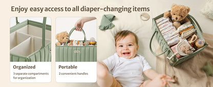 Baby Diaper Caddy Organizer Product Caddy Portable Organizer for Changing Table Gift for Baby Shower and Registry Must-Have