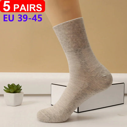 5Pairs Comfortable and Supportive Diabetic Socks for Men and Women Moisture wicking Cotton Fabric Non-binding Top Business Socks