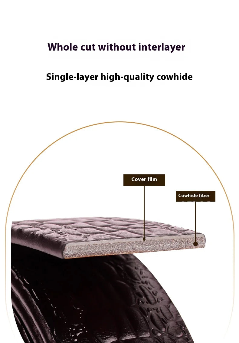 Leather material waistband. Single belt, crocodile pattern belt, casual waist belt, 3.5cm belt