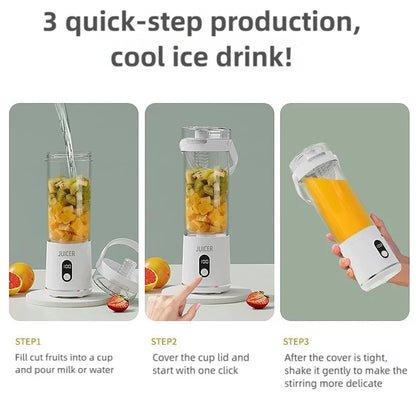 New Portable Juice Blender 600ml 12 Blades Fast Blending USB Rechargeable For Outdoor Milkshake Smoothie Electric Blender