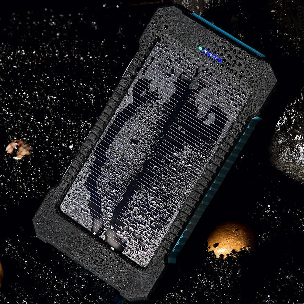 20000mah Portable Solar Power Bank Waterproof External Battery Backup Powerbank 20000 mah Phone Battery Charger LED Pover Ban