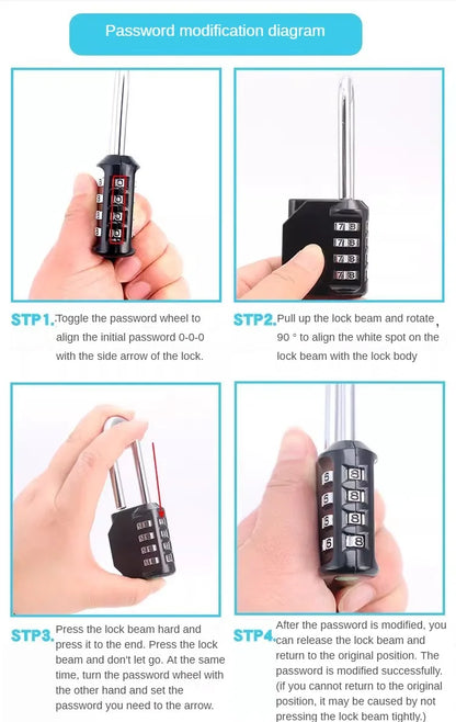 Combination Padlock Outdoor 4 Digit Long Shackle Waterproof Password Padlock Pad Lock For School Locker Gym Locker Fence Gate